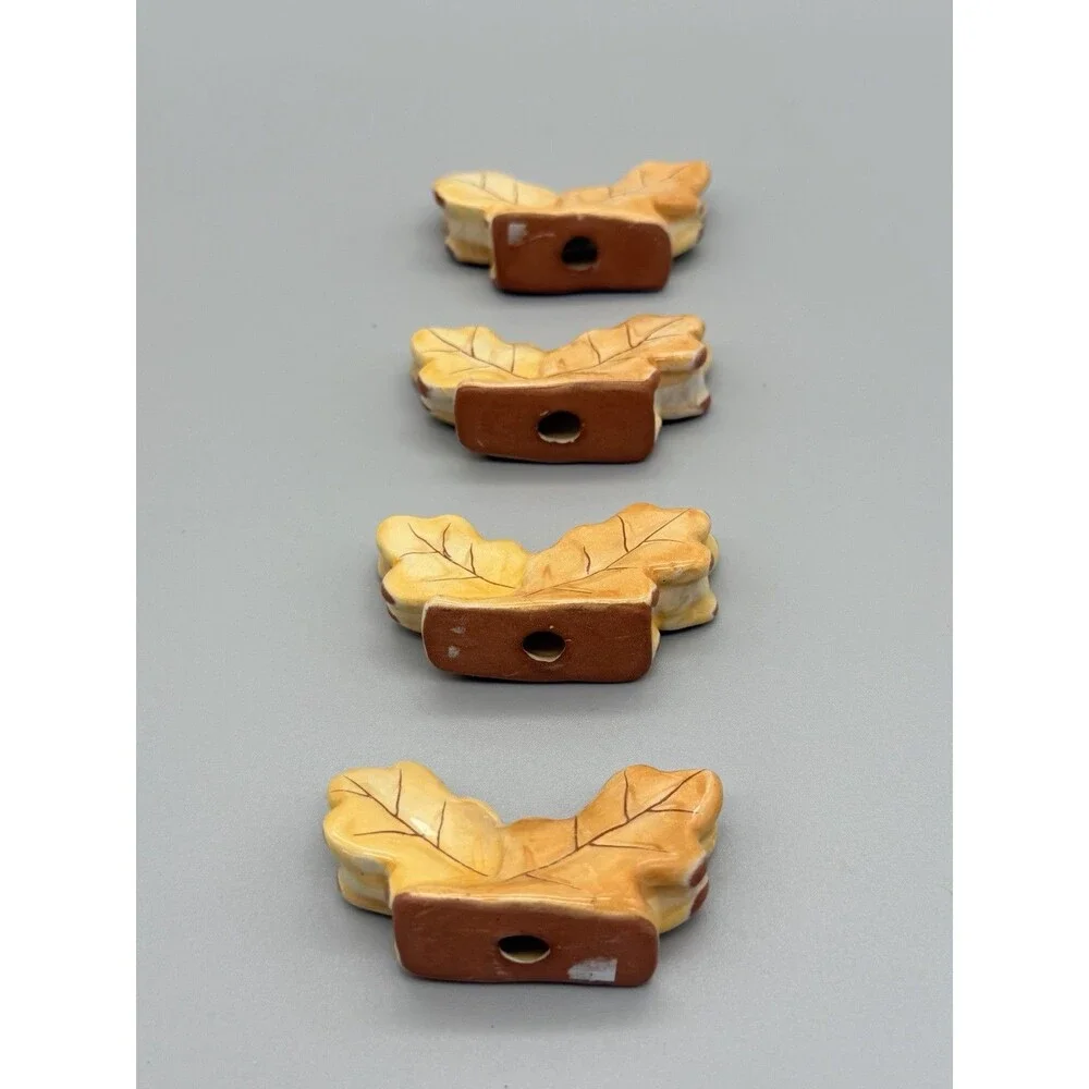 Williams Sonoma Fall Harvest Acorn & Leaf Place Card Candle Holder Autumn Lot 16